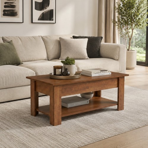 Rustic oak lift top coffee - top,