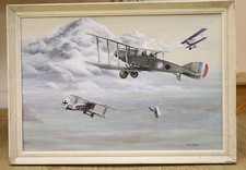 Oil Painting - Bristol Fighter by Michael Chadwick - War Airforce - 36 x 53cm