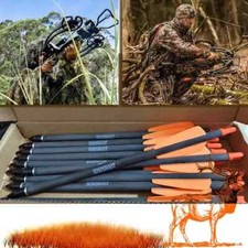 60pcs 7.5" carbon Arrow Archery Cross Bolts hunting Bow 2 Orange vane Flat Nock