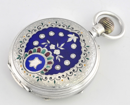 Antique swiss silver blue - swiss, &