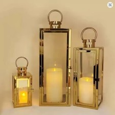 Stainless Steel Candle Holder Lantern Gold Hanging Lantern Candlestick Decor