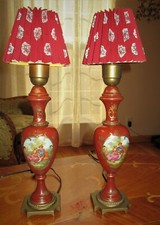VTG 2 EACH. FRENCH STYLE PORCELAIN BOUDOIR LAMP CHANDELIER CANDELABRA  FIXTURE