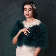 Teal Marabou feather wrap - vintage inspired evening wear 1920s style accessory