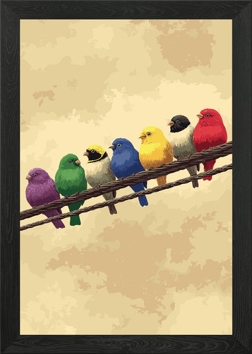 Colorful birds wire - colorful,