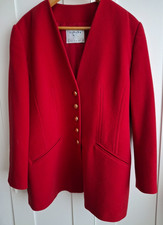 Separa Fink Vintage Jacket Wool & Cashmere Red Collarless Brass Buttons Size 16