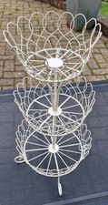3-tier Metal Display Stand - Cream - Interlooped Wire Sides