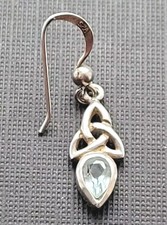SINGLE Vintage Sea Gems Sterling Silver Trinity Knot & Blue Topaz Earring 1.19g