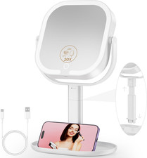 Magnifying Mirror with Light 20X/1X, Makeup Mirror with 3 Color Lights on Stand,