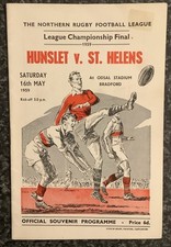 RUGBY LEAGUE CHAMPIONSHIP FINAL PROGRAMME HUNSLET V ST HELENS  1959