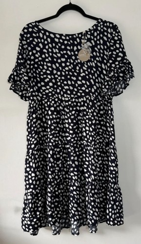 Apricot navy white spot print - apricot,