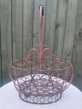 Mid 20th Century Wrought Iron Garden Pedestal Basket/Log Basket