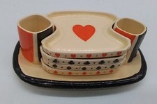 Vintage Royal Doulton Ceramic Bridge Vesta Ashtray Set