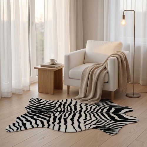 Zebra print rug black - zebra, rug,black