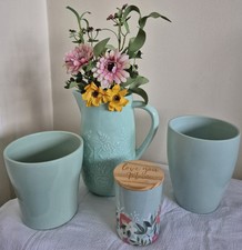 GreenBlue Home Accessories Bundle,Kitchen Pots Flowers Candle Holder/Storage Jar