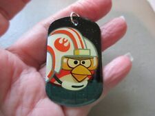 VINTAGE SILVER TONE ANGRY BIRDS STAR WARS LUKE X WING DOG TAG FOB PENDANT 9/24