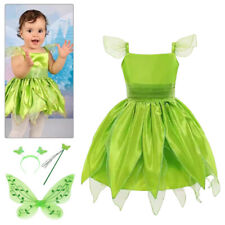 Kid Tinkerbell Fairy Pixie Fancy Dress Girls Princess Cosplay Costume Outfit 