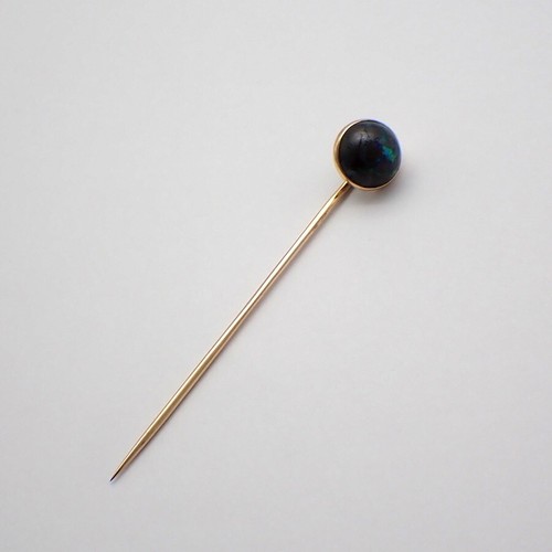Black opal stick pin 14k - opal, gold