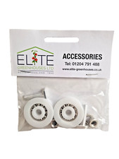 Elite Greenhouse Door Wheels Kit 32mm with Crop Head Fixings. Original. Free P&P