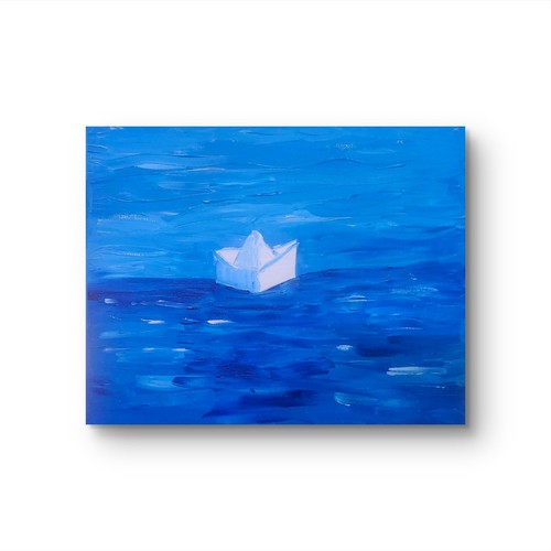 White paper boat - boat, origami