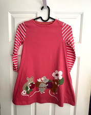 MINI BODEN Deep Pink Jersey Appliqué Mice Tunic Dress BNWOT 6-7