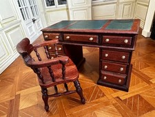 Dolls house miniature 1:12 desk by ESCUTCHEON + captain’s chair