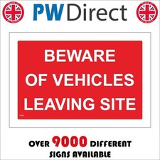CS608 BEWARE OF VEHICLES LEAVING SITE SIGN PLANT MACHINERY EQUIPMENT WAGONS