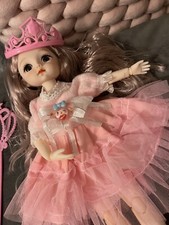 Anime Kawaii Articulated Princess Doll Lavender Hair Pink Crown White Shoes New