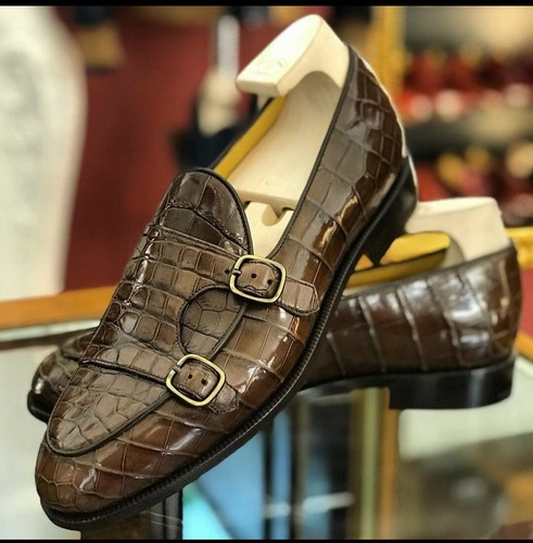 Handmade men brown crocodile