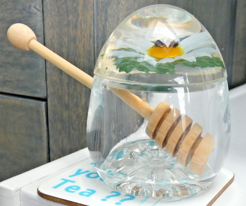 Clear honey pot with - clear, and