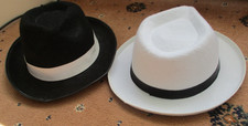 2 (Black & White)Criminal Gangster Hat Trilby Fedora Michael Jackson Fancy Dress
