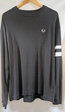 Fred Perry Oversized Grey Stripe Sleeve Sweatshirt M (Fits XL/XXL) VG