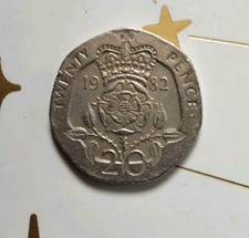 1982 20p pence coin error Elisabeth ll queen unique double minted error