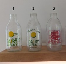 Vintage Advert Glass Milk Bottles 1 Pint Many Designs - All Excellent Condition
