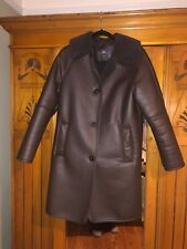 M&S Faux Leather/Sheepskin Bjorg Chocoale Brown Coat. Size Small. Hardly worn.