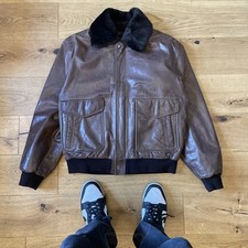 Vintage Chevignon Leather Flight Jacket removable gilet/fur Collar xxl fits L