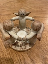 Ceramic Angels Friendship Circle Tea Light Candle Holder Three Angels Christmas