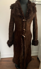 Karen Millen Sheepskin Afghan Penny Lane Toscana fur coat real shearling UK8-10