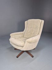 1980s Swivel Bucket Chair Mid Century Modern Rosewood Base Retro EB10649 MSWI