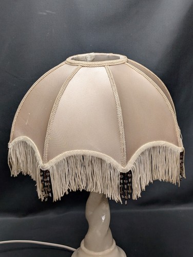 Vintage beige satin lampshade - beige,