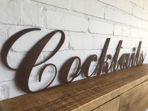 Rusty cocktails sign home - rusty,