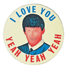 Vintage Original 1960's The Beatles I Love You Yeah Yeah Yeah Large Metal Badge