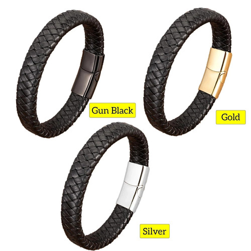 Mens braided leather bracelet - braided,