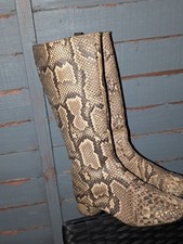 Vintage 60s Real Python Snakeskin Knee High Boots – UK 6 – Exotic Skin – Boho
