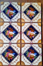 Set six lovely antique tiles 6 X 6 inches floral design