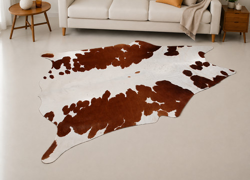 Genuine brown white cowhide - genuine,