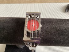 Storm Ladies RAZI Watch Red Dial Cage Overlay Feature Stainless Steel Bracelet