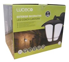 LUCECO Exterior LED Coach Lantern Wall Light Coastal IP44 8W Black 4000k/240v