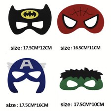 SET OF 4 EYE MASKS Batman Spiderman Hulk Captain America Kids Party Role Play
