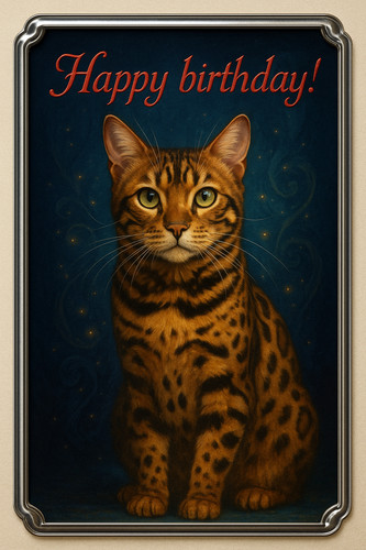 Cat birthday card cute - cat,