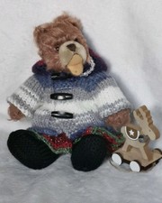 Hand knitted teddy bear